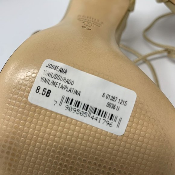 Schutz JOSSEANA Sandal Womens 8.5B Gold Vinyl/Metallic/Platina Strap Ankle S0419 - Picture 7 of 10